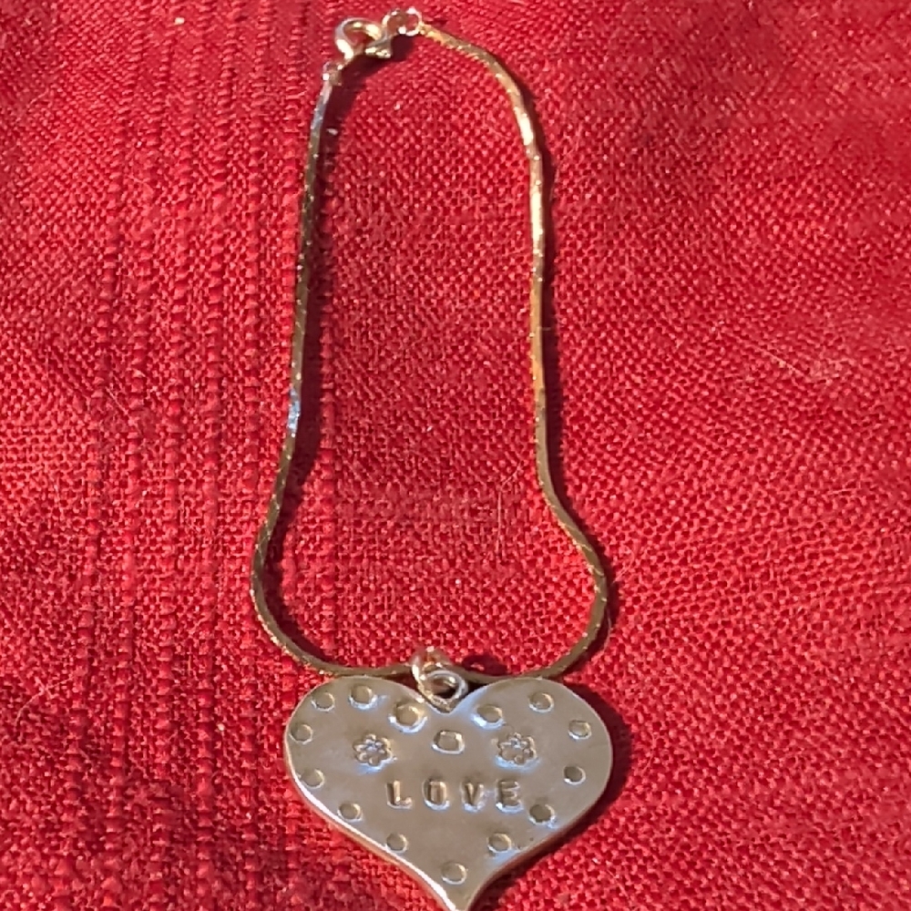 Sterling Silver Heart Pendant Bracelet